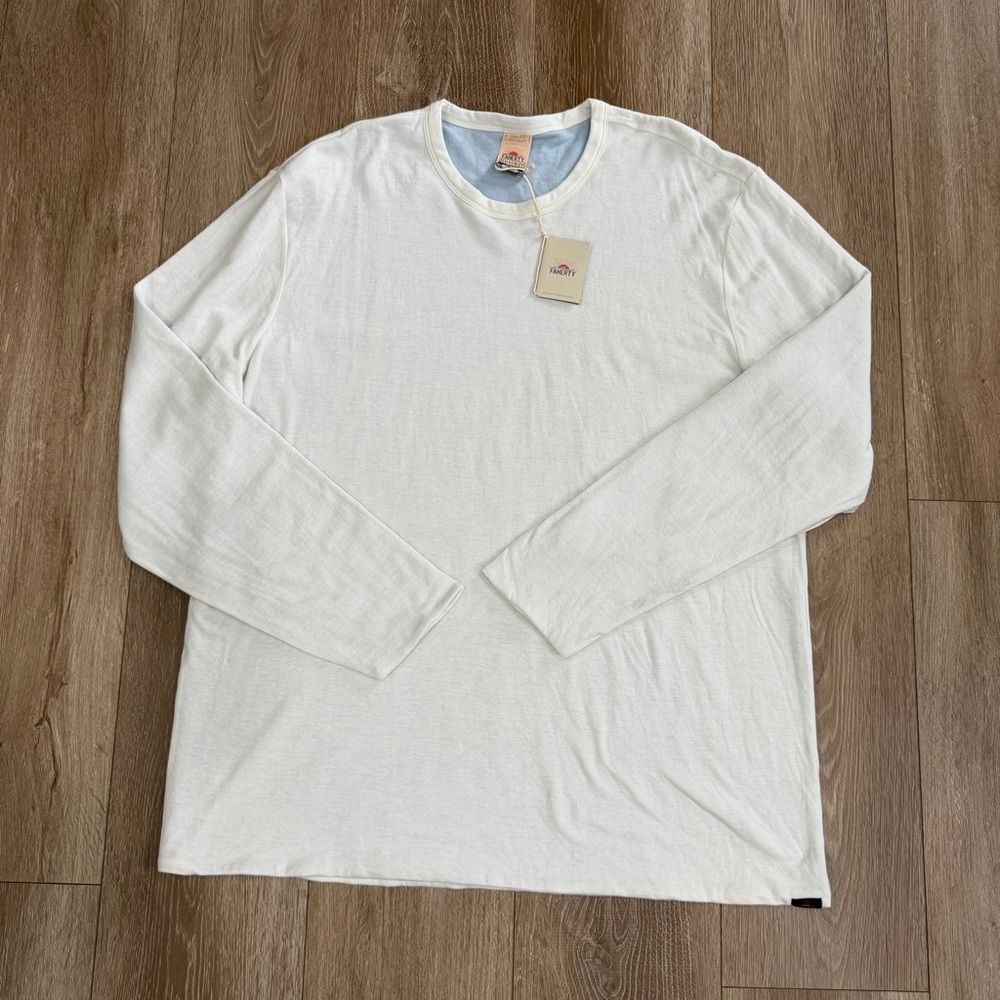 NWT Faherty Cloud Reversible Crew Light Blue Heat… - image 6